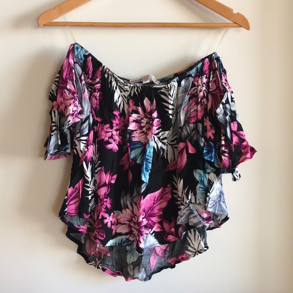 Drop sleeve floral blouse